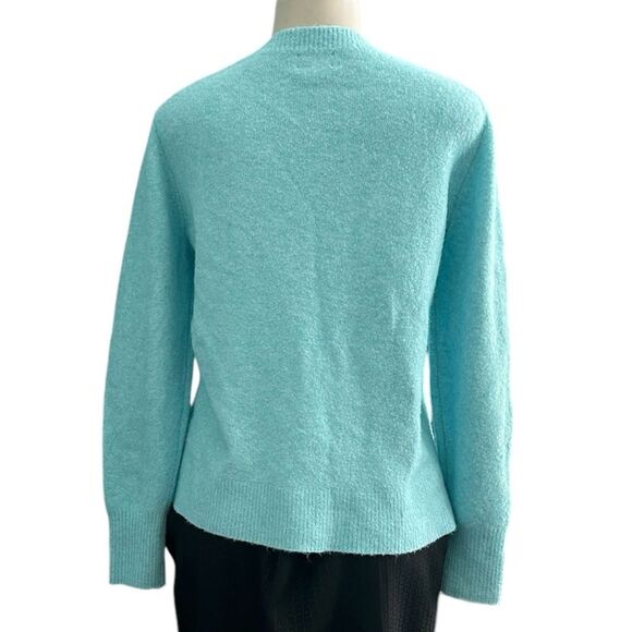 J. Crew Crewneck Side Slit Extra Soft Long Sleeve Aqua Sweater Size Medium - Picture 4 of 6